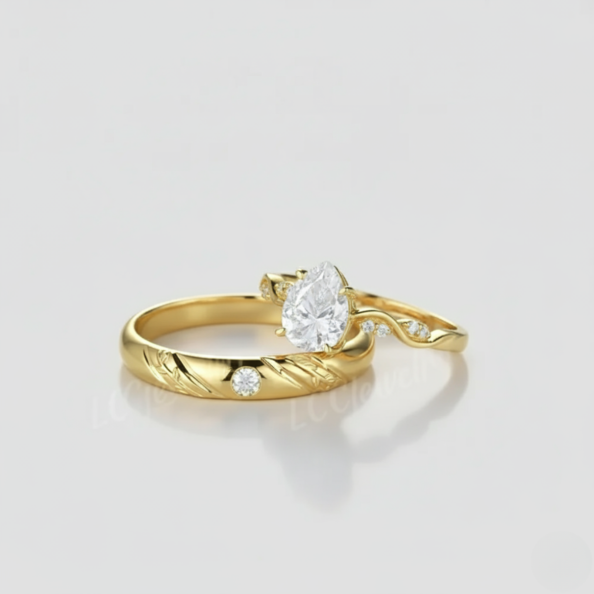 Vintage 2PC Couple Rings Set For Men and Women