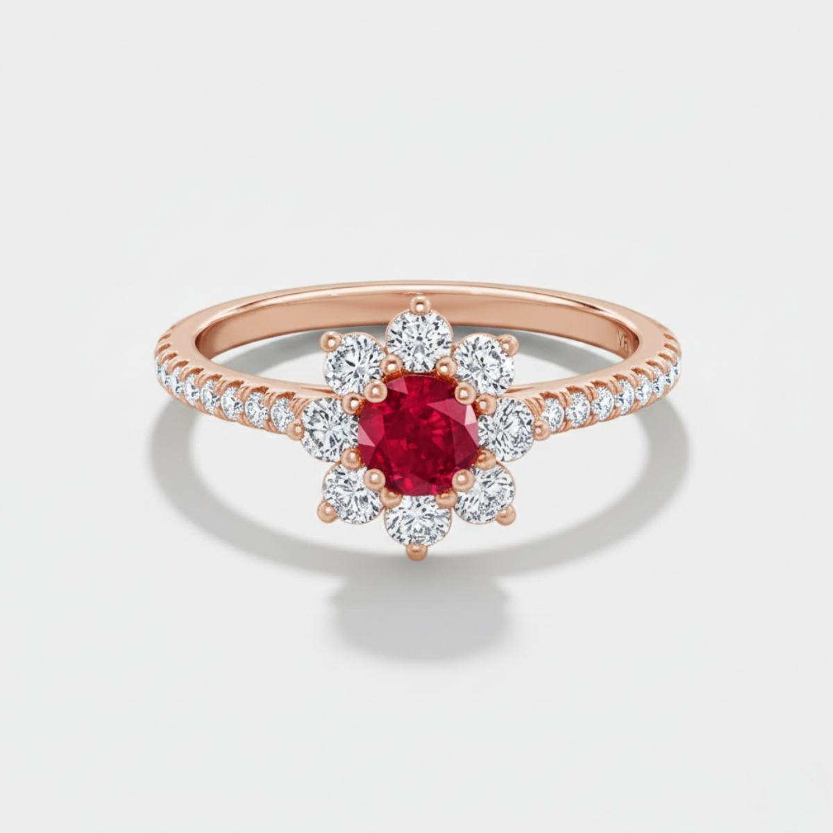 SUNFLOWER PETITE RUBY AND DIAMOND RING