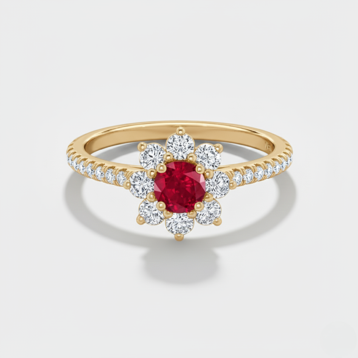 SUNFLOWER PETITE RUBY AND DIAMOND RING