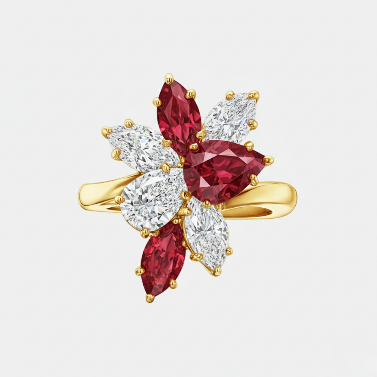 Cluster Ruby and Diamond Ring