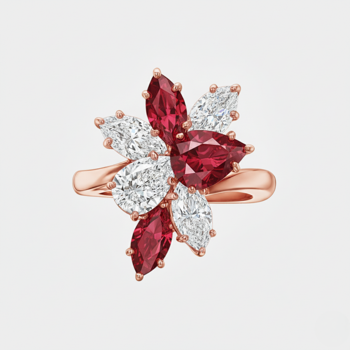 Cluster Ruby and Diamond Ring