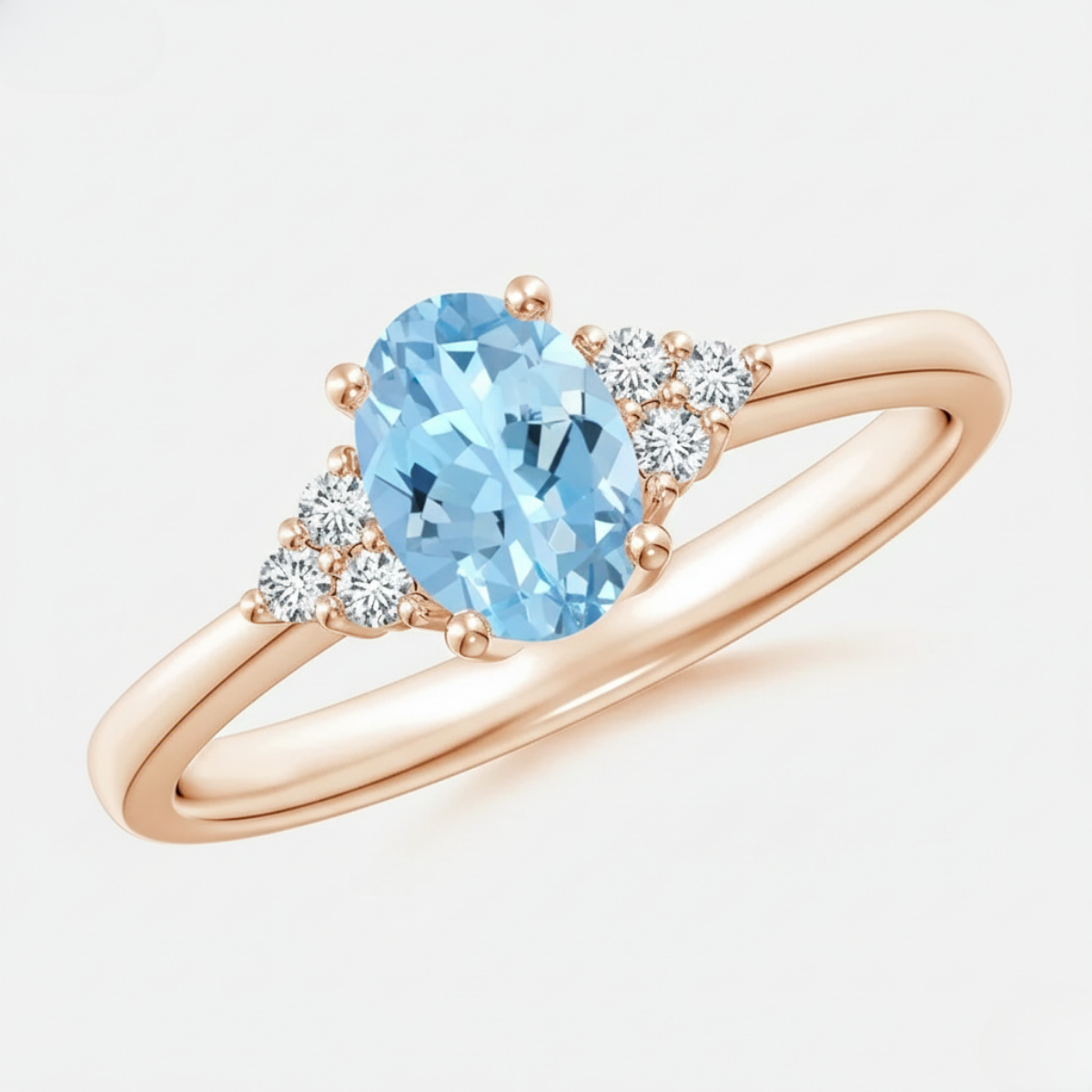 Oval Aquamarine and Diamond Promise Ring