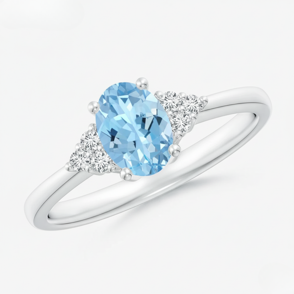 Oval Aquamarine and Diamond Promise Ring