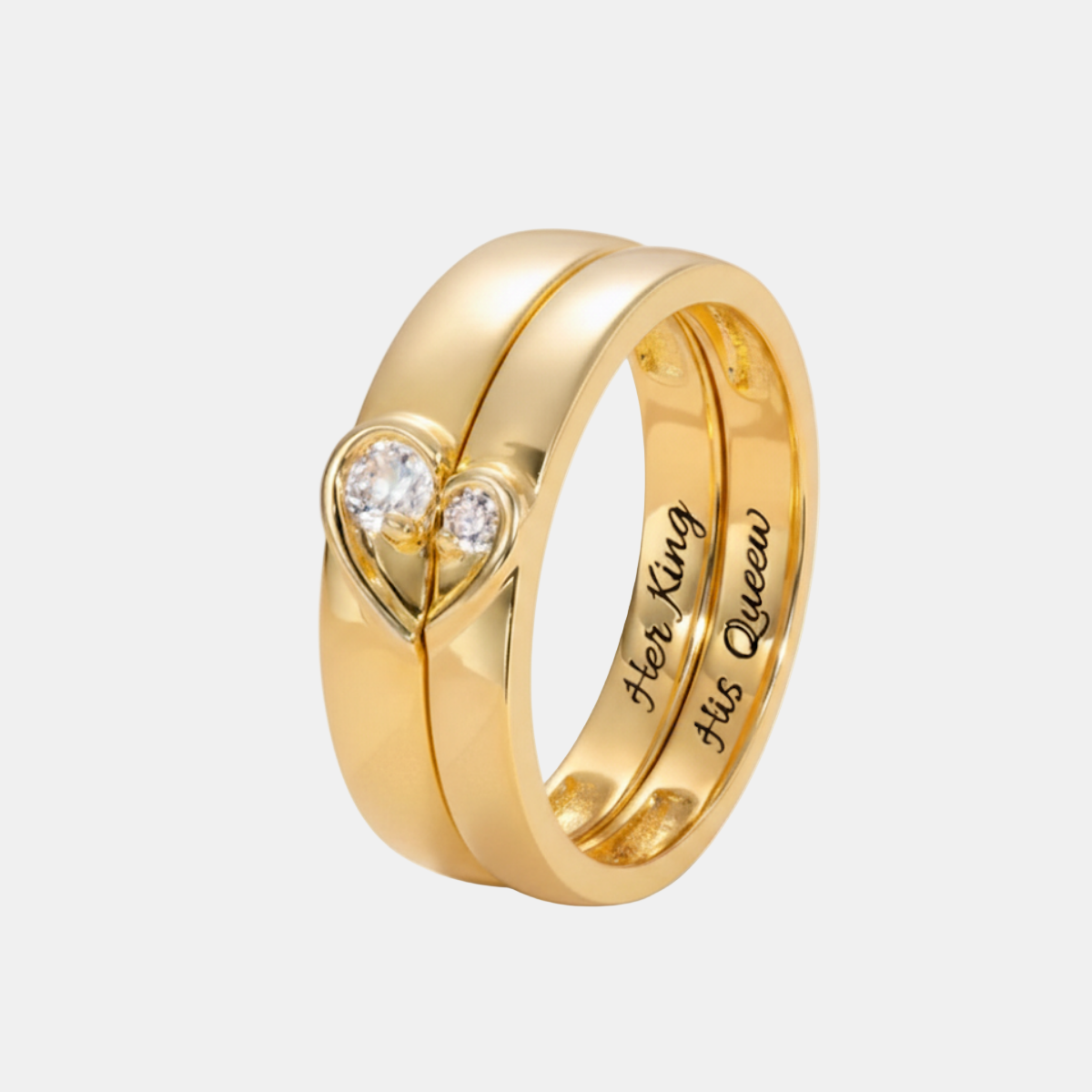 Half Heart Shaped Ring for Couple in lab grown diamonds