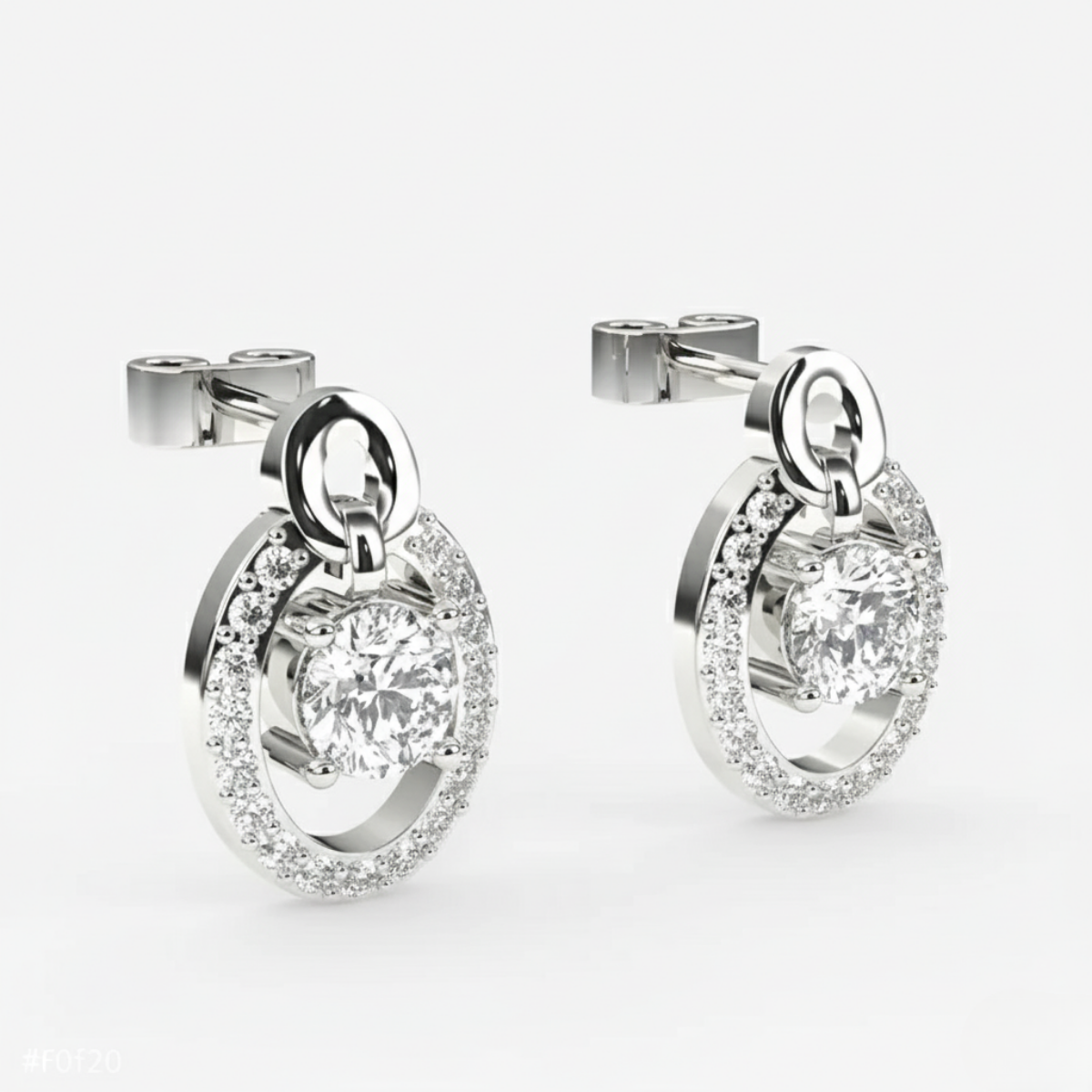 Oval Shaped Halo Diamond Studs Earrings