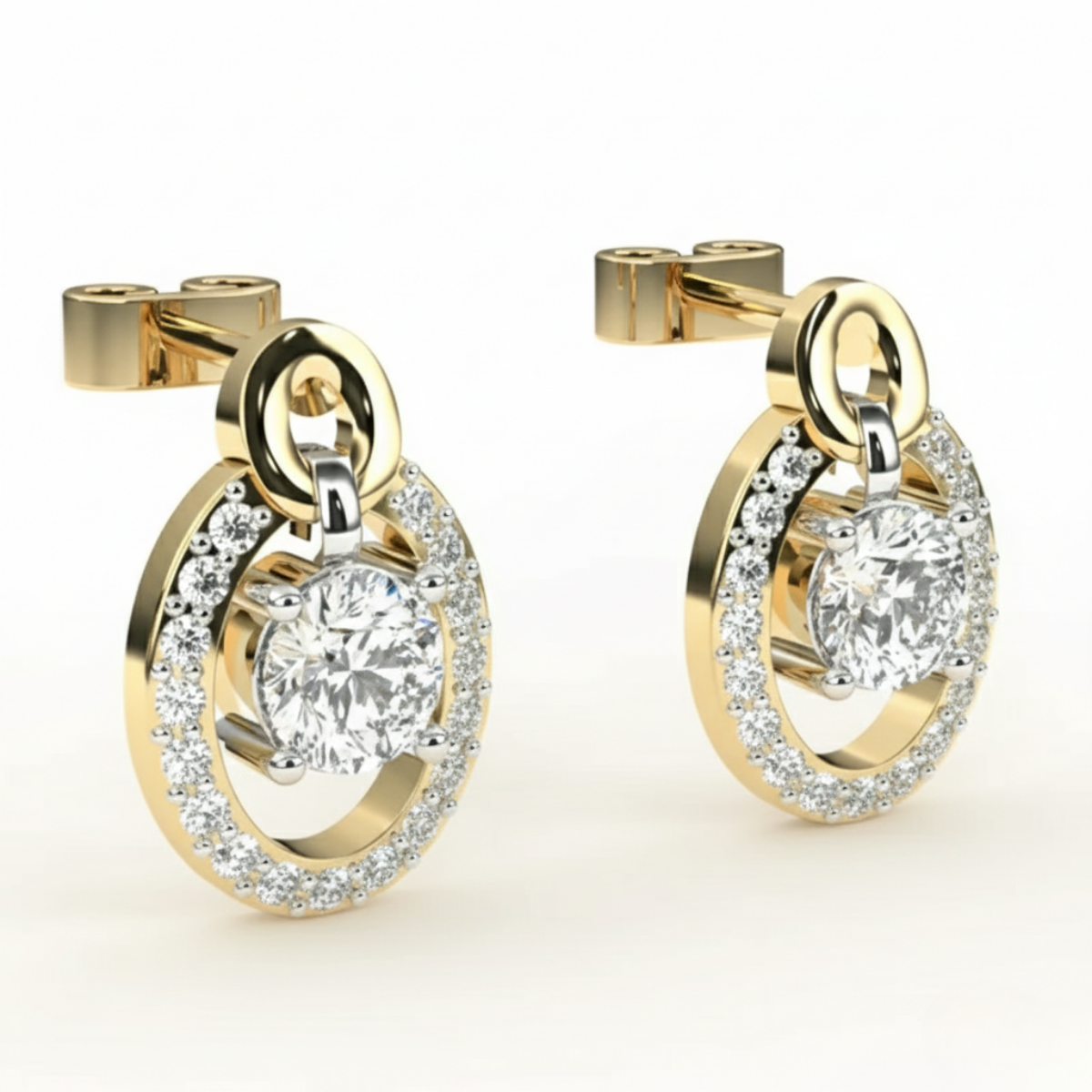 Oval Shaped Halo Diamond Studs Earrings