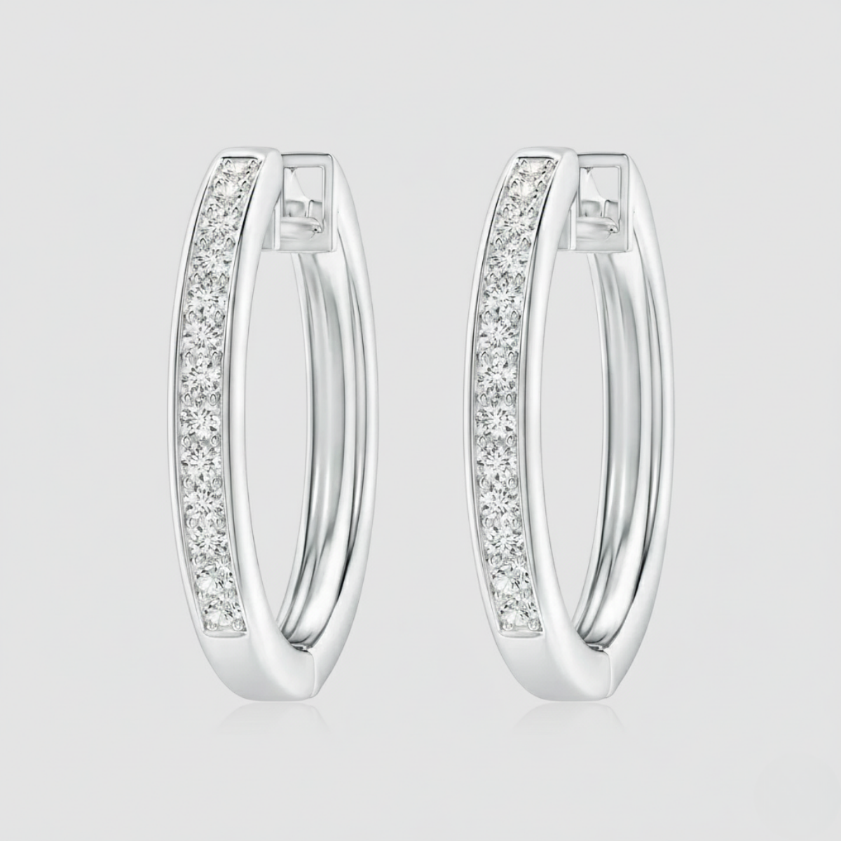 Pave-Set Diamond Hinged Hoop Earrings