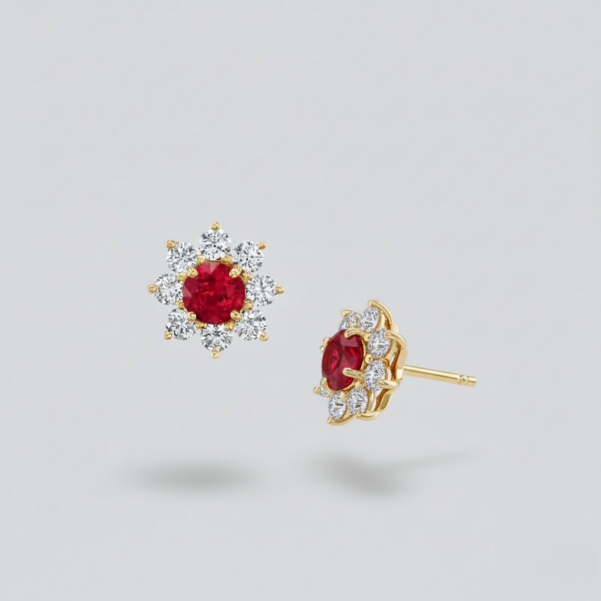 SUNFLOWER PETITE RUBY AND DIAMOND EARRINGS
