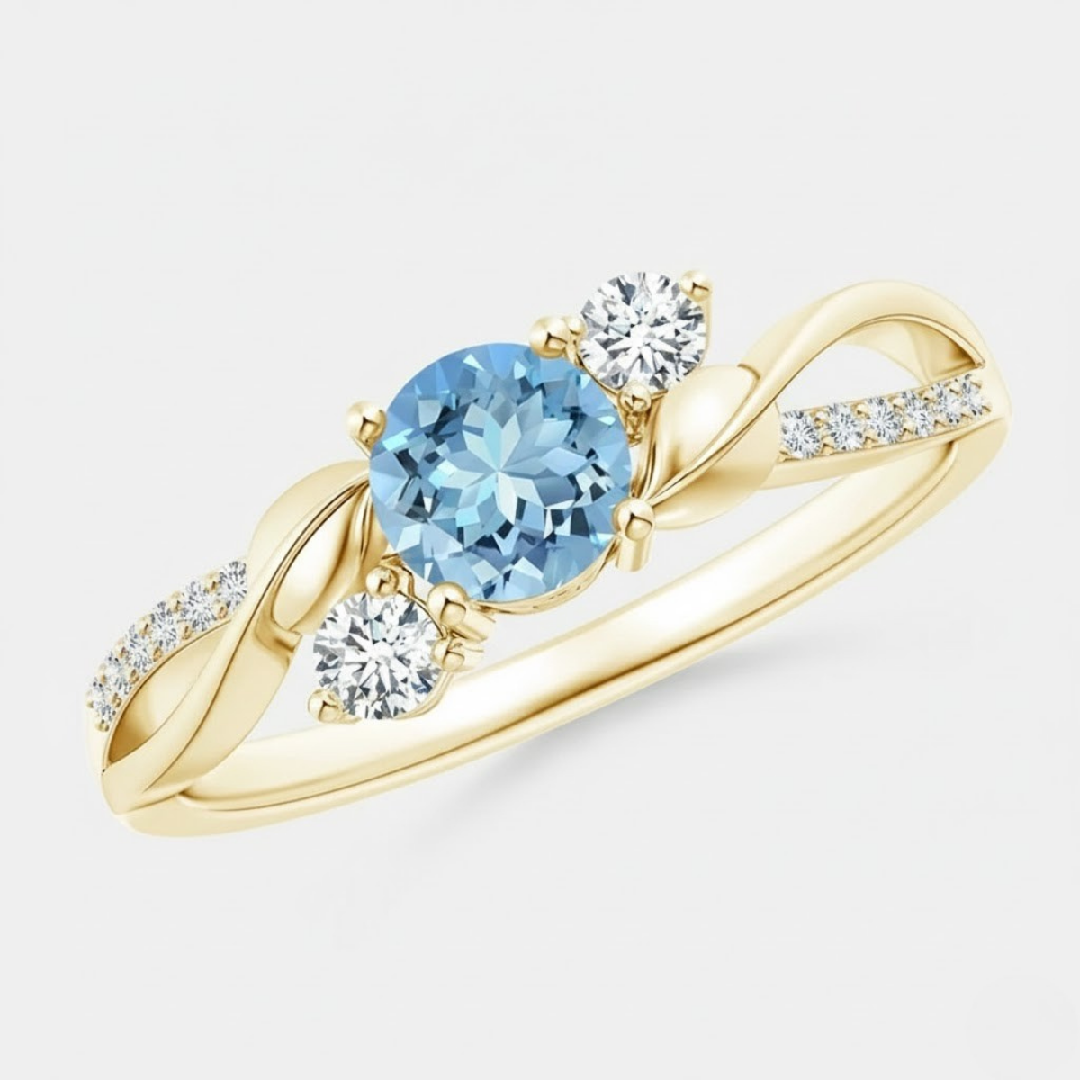 Aquamarine and Diamond Twisted Vine Engagement Ring