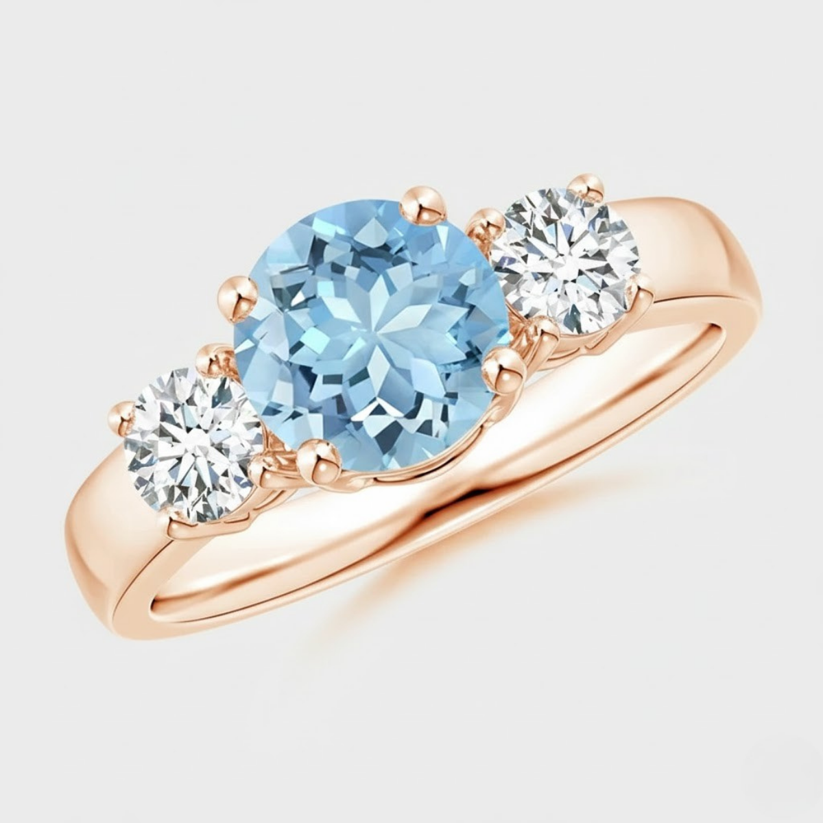 Aquamarine and Diamond 3 Wedding Ring