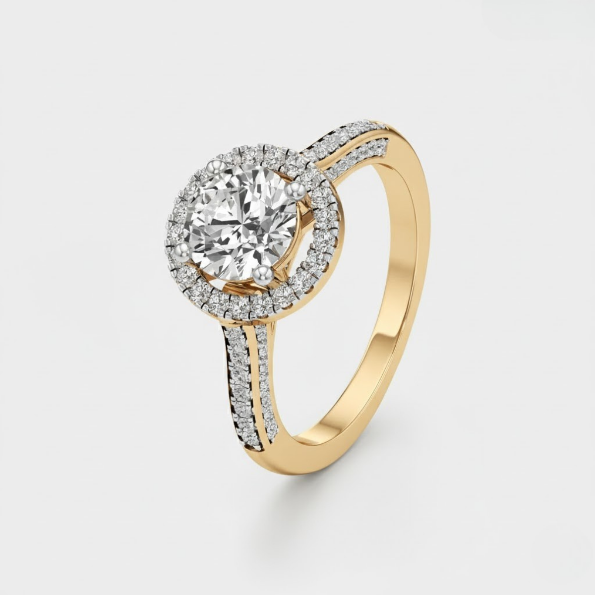 Halo Engagement Ring with Brightband