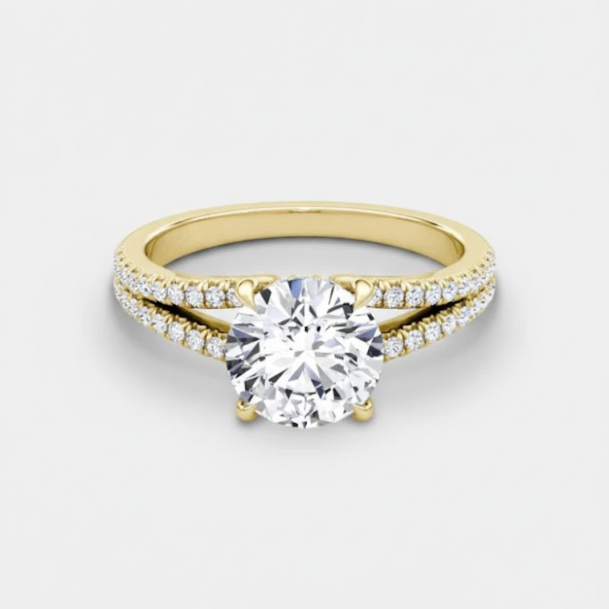 Dulce Halo Round Brilliant Solitaire Pavé Ring
