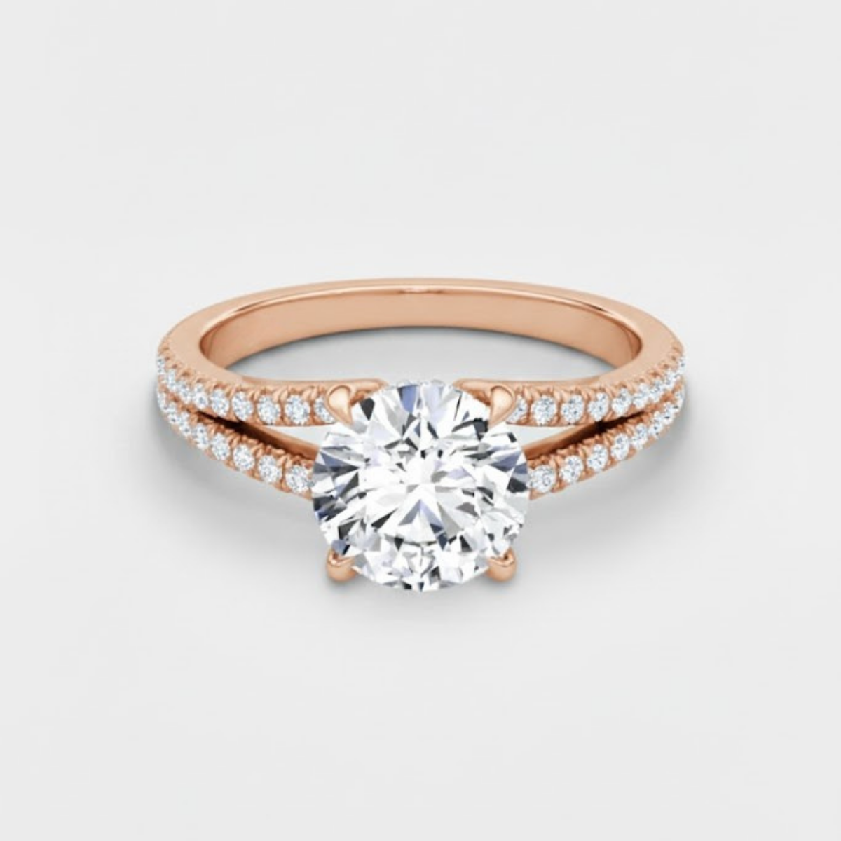 Dulce Halo Round Brilliant Solitaire Pavé Ring