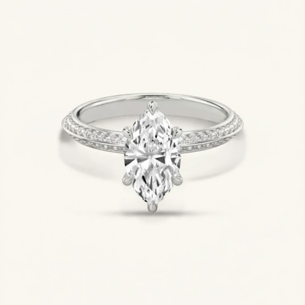 Amalia Marquise Solitaire Pave Ring