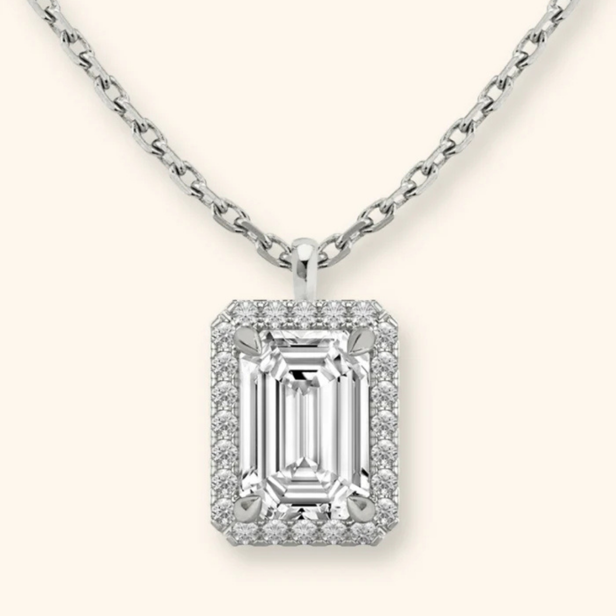 Coralina Halo Emerald Solitaire Pendant