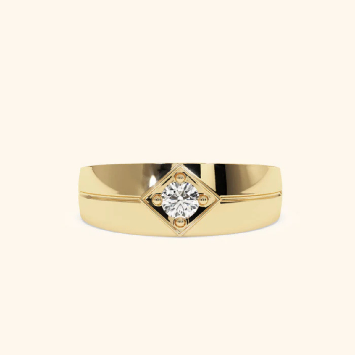 Icon Ring with a Round Brilliant Solitaire