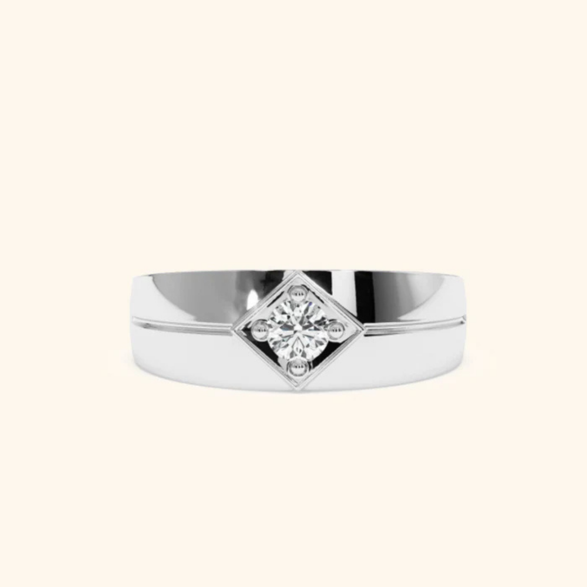 Icon Ring with a Round Brilliant Solitaire