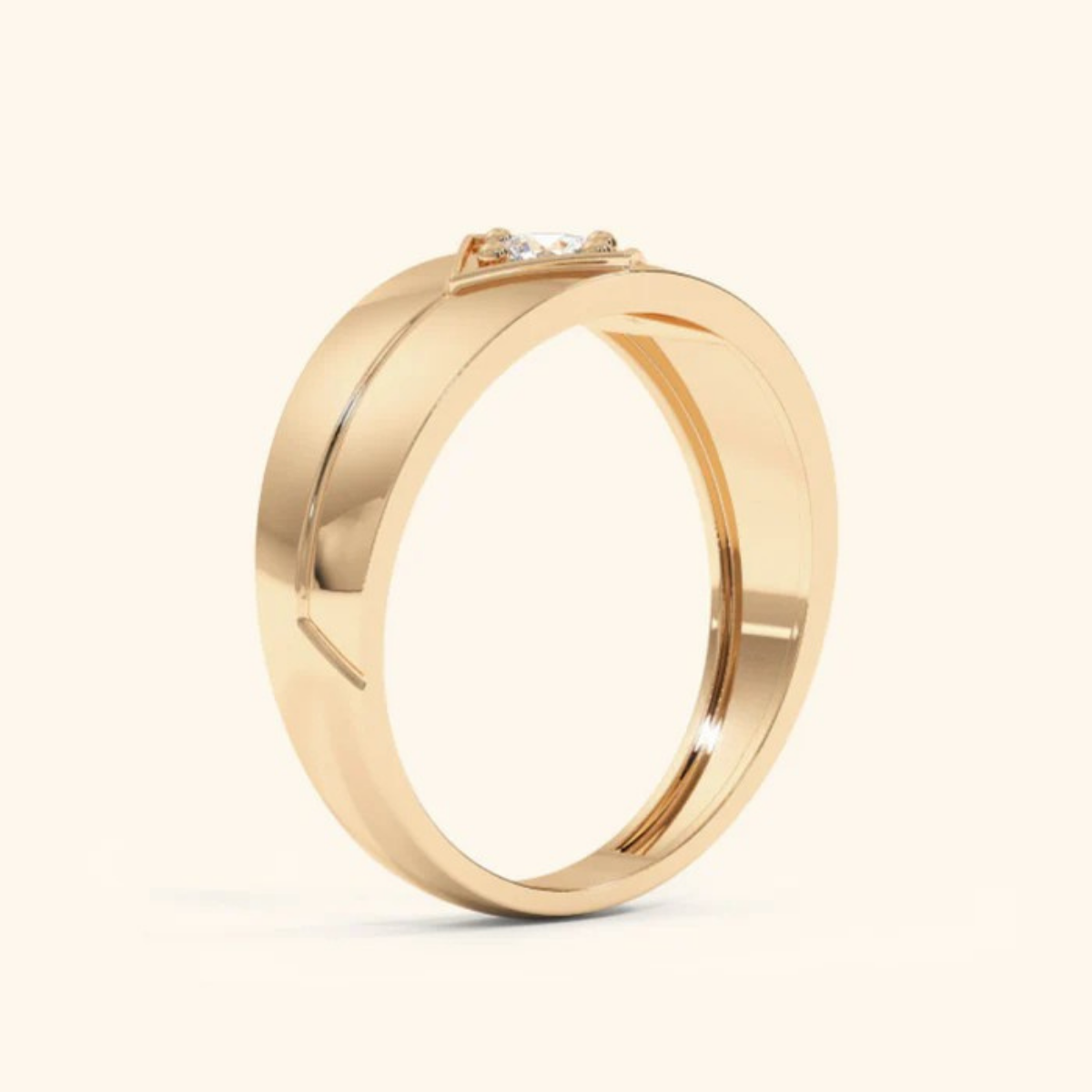 Icon Ring with a Round Brilliant Solitaire