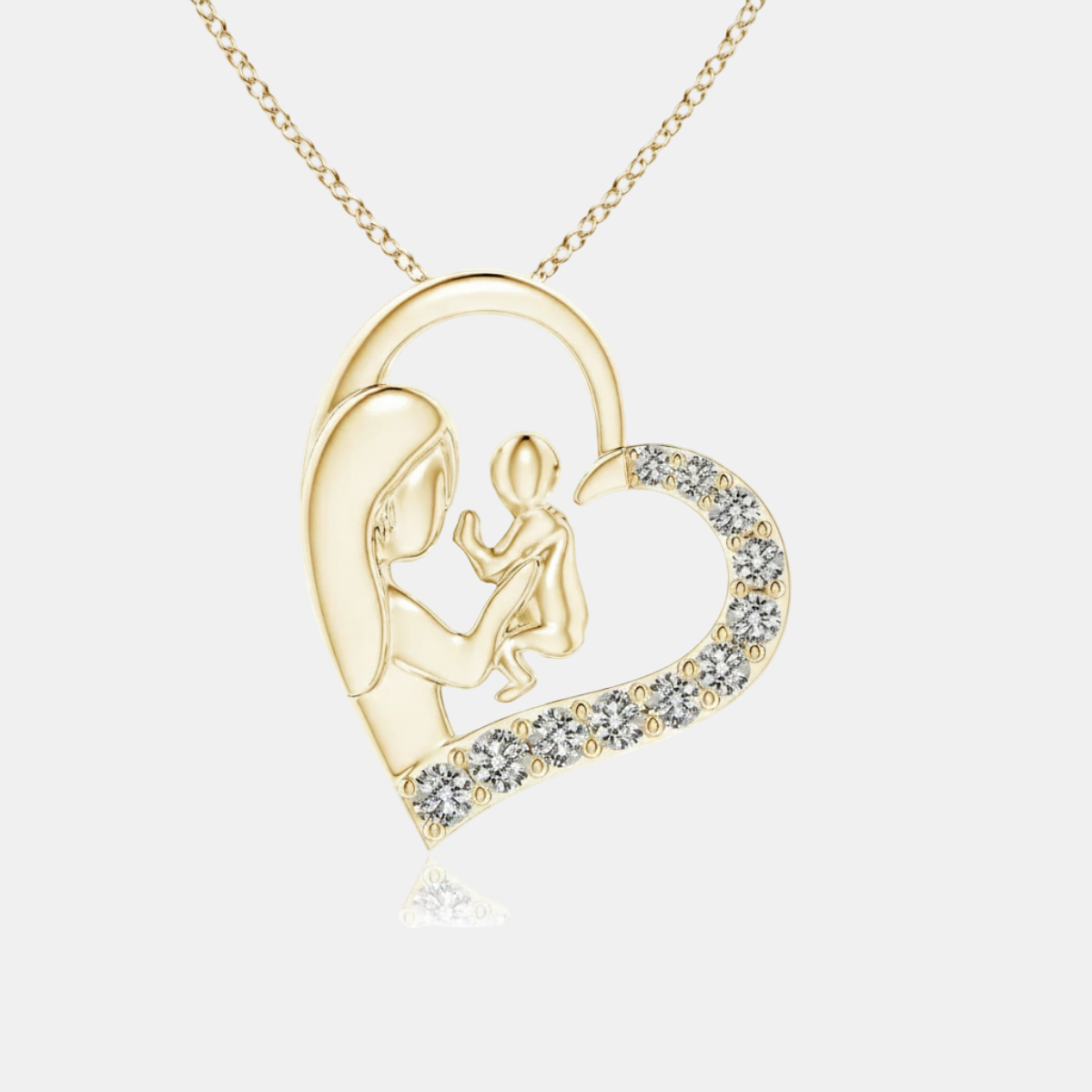 Diamond Heart Mother & Baby Pendant