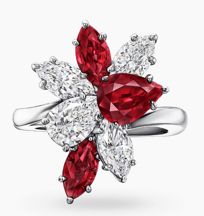 Cluster Ruby and Diamond Ring