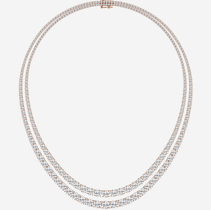 40 ctw Round Lab Grown Diamond Double Row Tennis Necklace