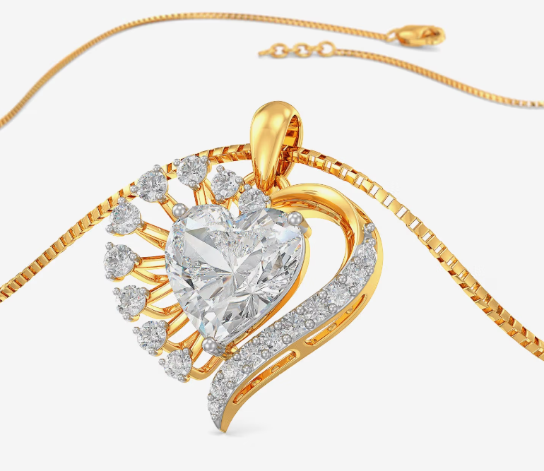 Heart Solitaire Flower lab grown diamond Pendant