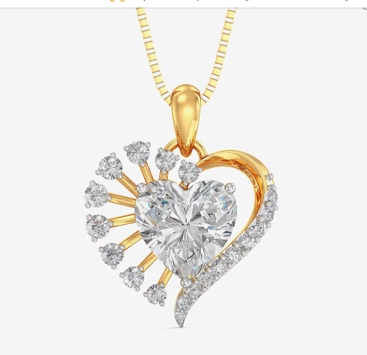 Heart Solitaire Flower lab grown diamond Pendant