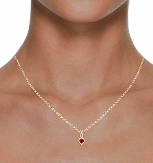 Ruby Infinite Heart Pendant with Diamonds