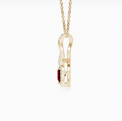 Ruby Infinite Heart Pendant with Diamonds