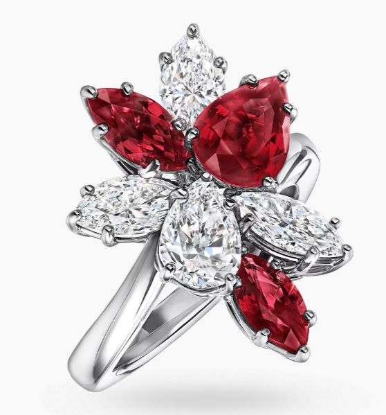 Cluster Ruby and Diamond Ring