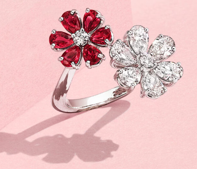 FORGET-ME-NOT RUBY AND DIAMOND TWIN RING