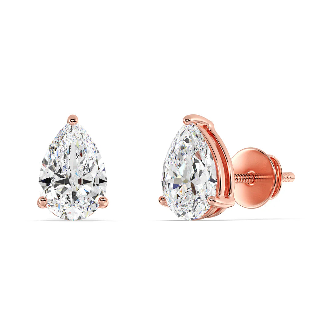 Pear Shaped Lab Grown Diamond Stud Earrings 0.5 CT Each