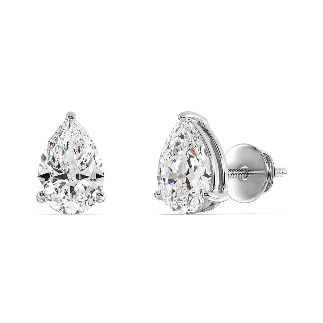 Pear Shaped Lab Grown Diamond Stud Earrings 0.5 CT Each
