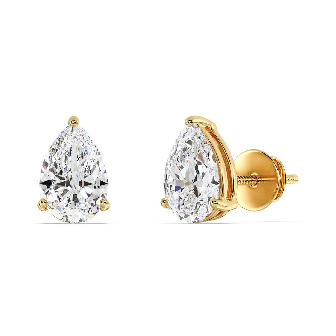 Pear Shaped Lab Grown Diamond Stud Earrings 0.5 CT Each