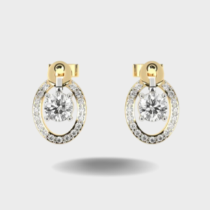 Oval Shaped Halo Diamond Studs Earrings