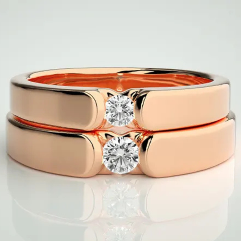 Couple lab grown diamond ring set