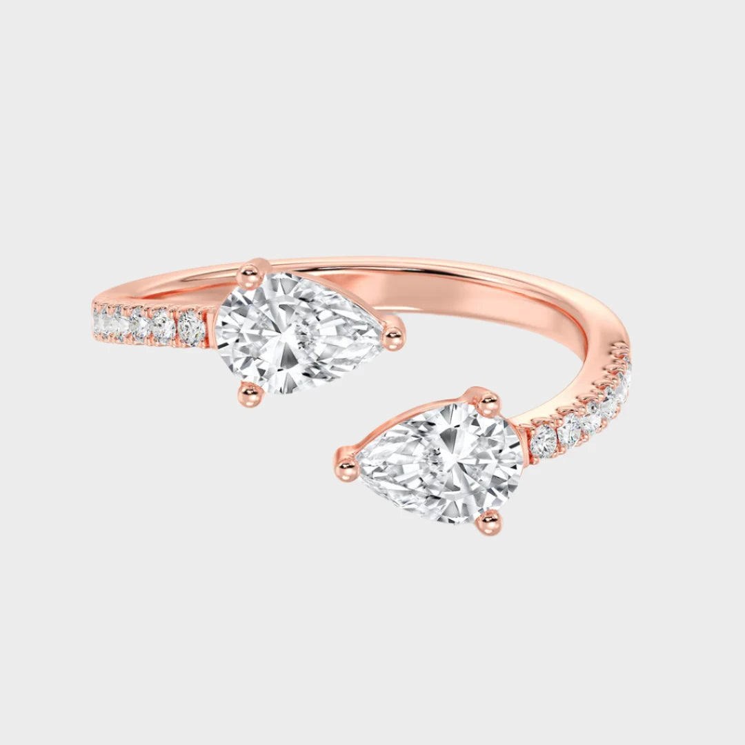 Pear-Shaped Lab-Grown Diamond Open Cuff Ring