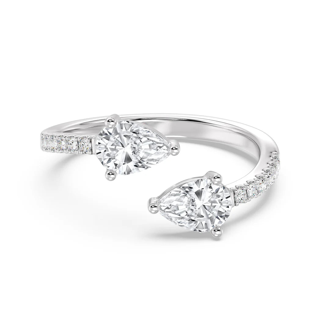 Pear-Shaped Lab-Grown Diamond Open Cuff Ring