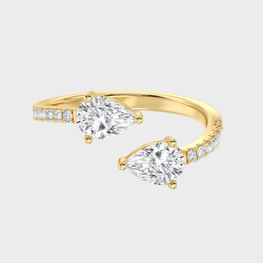 Pear-Shaped Lab-Grown Diamond Open Cuff Ring