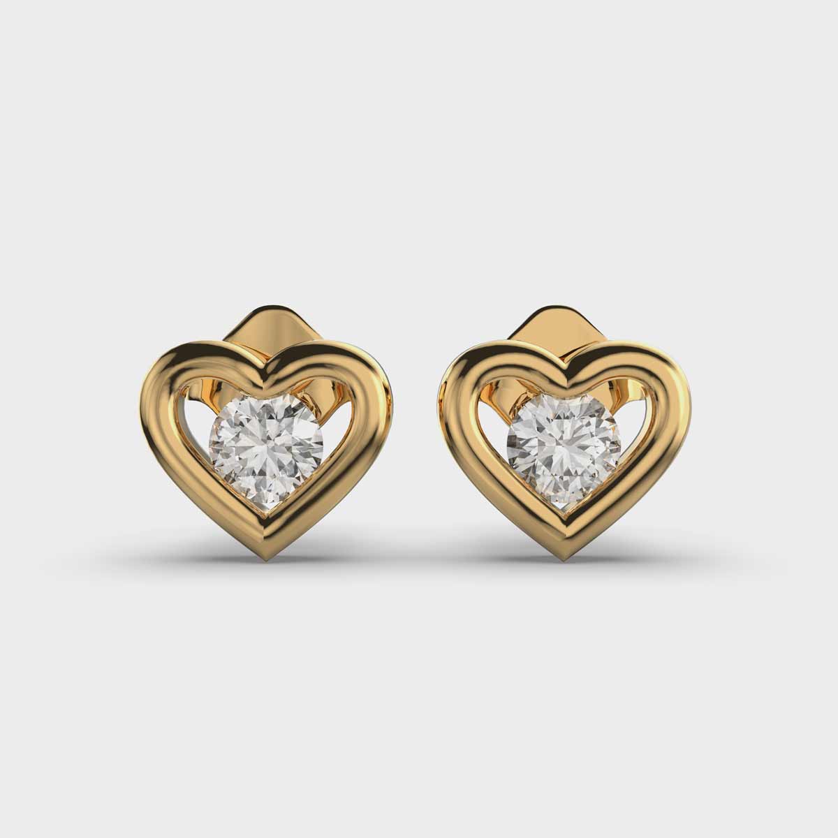 SOLITAIRE IN HEART KIDS DIAMOND STUDS