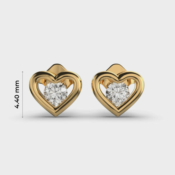SOLITAIRE IN HEART KIDS DIAMOND STUDS