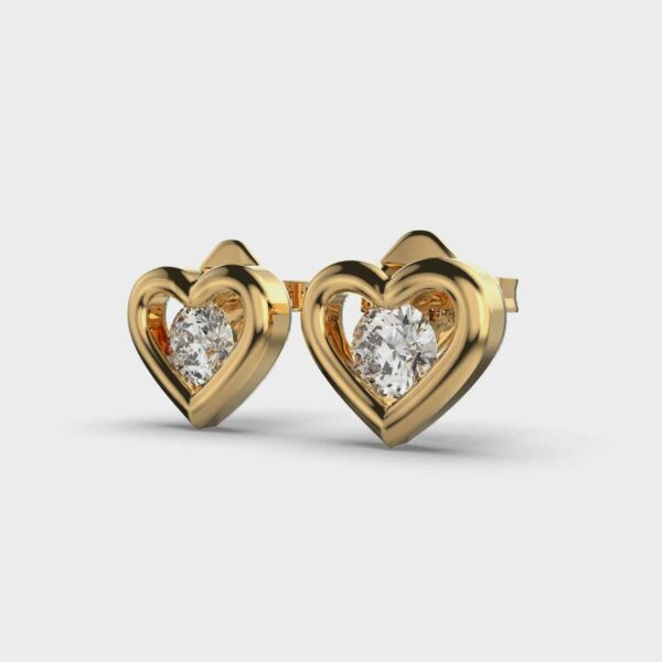 SOLITAIRE IN HEART KIDS DIAMOND STUDS