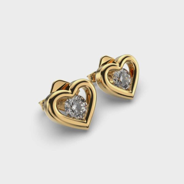 SOLITAIRE IN HEART KIDS DIAMOND STUDS