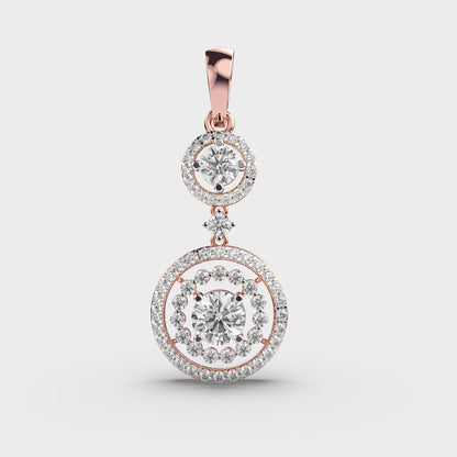 Double Circle Diamond Pendant With Chain