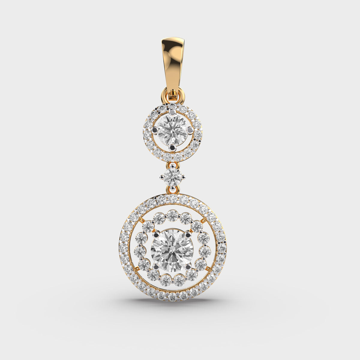 Double Circle Diamond Pendant With Chain