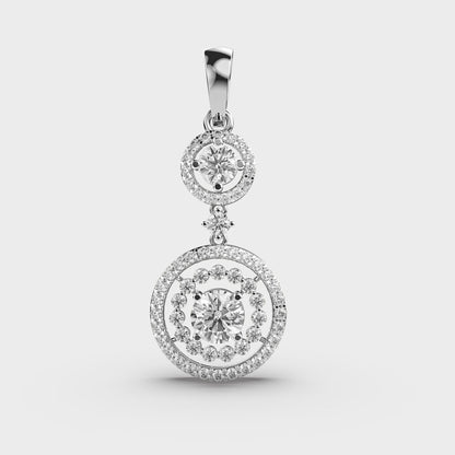 Double Circle Diamond Pendant With Chain