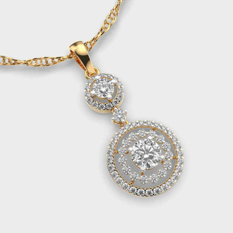 Double Circle Diamond Pendant With Chain