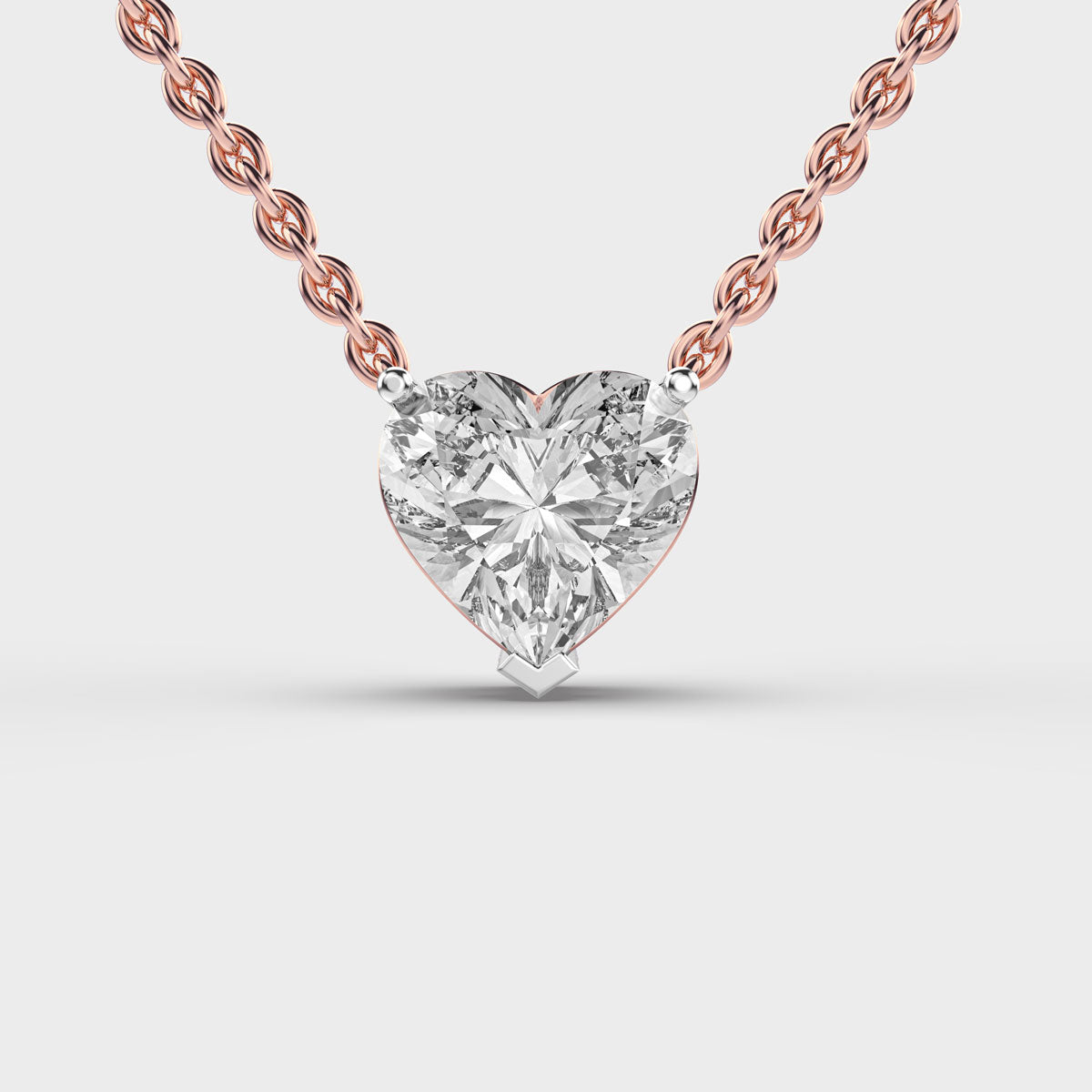 3 Carat Classic Heart Solitaire Pendant with chain