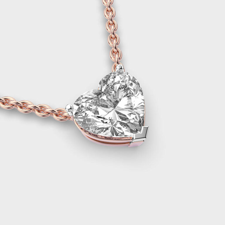 3 Carat Classic Heart Solitaire Pendant with chain