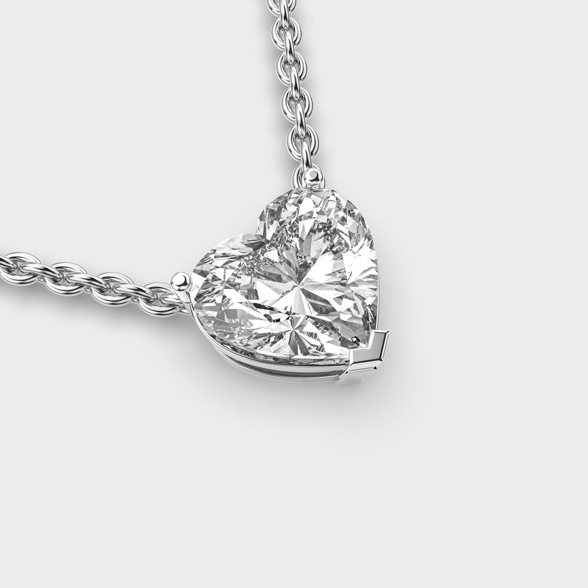 3 Carat Classic Heart Solitaire Pendant with chain